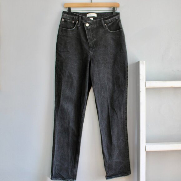 Abercrombie & Fitch Denim - Abercrombie & Fitch Curve Love High Rise Dad Criss Cross Jeans in Black Size 29